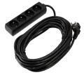 Prelungitor cu bandă de 10m - 4 x priză de alimentare 230V - Negru