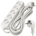 Prelungitor cu bandă de 5m - 5 x priză de alimentare 230V - Alb