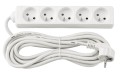 Prelungitor cu bandă de 5m - 5 x priză de alimentare 230V - Alb