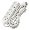 Prelungitor cu bandă de 5m - 5 x priză de alimentare 230V - Alb