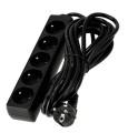 Prelungitor cu bandă de 5m - 5 x priză de alimentare 230V - Negru