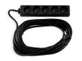Prelungitor cu bandă de 10m - 5 x priză de alimentare 230V - Negru