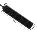 Prelungitor cu bandă de 10m - 5 x priză de alimentare 230V - Negru