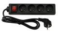 Prelungitor cu întrerupător 1.5m - 4 x prize de alimentare 230V - Negru
