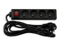 Prelungitor cu întrerupător 3m - 4 x prize de alimentare 230V - Negru
