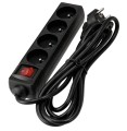 Prelungitor cu întrerupător 3m - 4 x prize de alimentare 230V - Negru