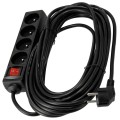 Prelungitor cu întrerupător 10m - 4 x prize de alimentare 230V - Negru