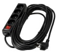 Prelungitor cu întrerupător 10m - 4 x prize de alimentare 230V - Negru