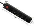 Prelungitor cu întrerupător 1.5m - 5 x prize de alimentare 230V - Negru