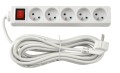 Prelungitor cu întrerupător 5m - 5 x prize de alimentare 230V - Alb
