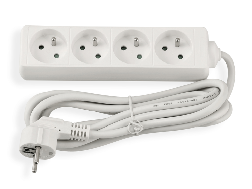 Prelungitor tip bară 3m - 4 x priză de alimentare 230V - Alb