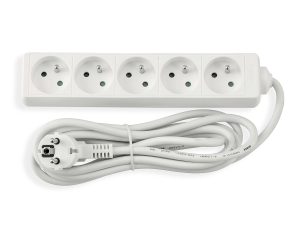 Prelungitor tip bară 3m - 5 x priză de alimentare 230V - Alb