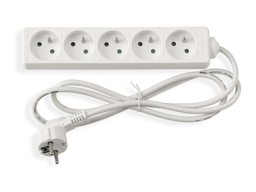 Prelungitor tip bară 1.5m - 5 x priză de alimentare 230V - Alb