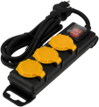 Prelungitor cu bandă IP44 cu întrerupător 1.5m - 3 x prize de alimentare 230V - Negru