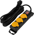 Prelungitor cu bară IP44 cu întrerupător 5m - 3 x priză de alimentare 230V - Negru