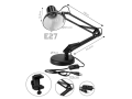 Lampa de birou de desen LED STL032 - Neagră - 1xE27