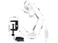 Lampa de birou XL de desen LED STL043 - Albă - 1xE27 