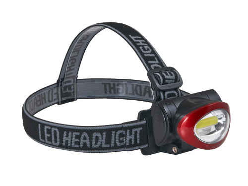 Lanternă frontală LED 3W COB - Alb rece (6000K) - alimentată cu 3 baterii AAA