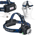Lanternă frontală LED 3W - Alb rece (6000K) - reîncărcabilă.