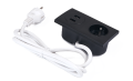 Priză electrică încastrată pe blat 1x230V + 2xUSB dublu - Negru