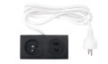 Priză electrică încastrată pe blat 1x230V + 2xUSB dublu - Negru