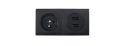 Priză electrică încastrată pe blat 1x230V + 2xUSB dublu - Negru