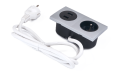 Priză electrică blat încastrat 1x230V + 2xUSB dublu - Argint