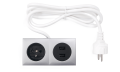 Priză electrică blat încastrat 1x230V + 2xUSB dublu - Argint