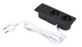 Priză electrică blat încastrat 2x230V + 2xUSB triplă - Negru