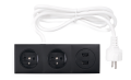 Priză electrică blat încastrat 2x230V + 2xUSB triplă - Negru
