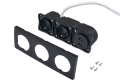 Priză electrică blat încastrat 2x230V + 2xUSB triplă - Negru
