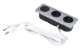 Priză electrică blat încastrat 2x230V + 2xUSB triplă - Argint