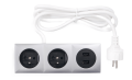 Priză electrică blat încastrat 2x230V + 2xUSB triplă - Argint