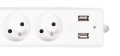 Prelungitor bară 3m - 3 x prize de alimentare 230V + 2 x USB - Alb