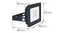 Proiector - halogen LED Tiga 10W - Negru - Alb neutru (4000K)