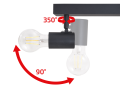 Montaj aplicat perete-tavan E27 LED Halo x2 - Negru