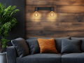 Montaj aplicat perete-tavan E27 LED Halo x2 - Negru