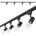 Set de spoturi Steka Halo Lampă neagră pe șină LED E27 x4 + șină de 2m - Negru