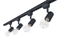Set de spoturi Steka Halo Lampă neagră pe șină LED E27 x4 + șină de 2m - Negru