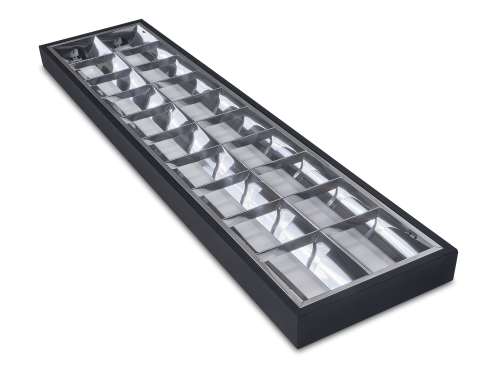 Corp de iluminat raster montat pe suprafață pentru tuburi LED T8 - 2x120 cm - Negru