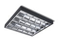 Set: 1x Corp de iluminat raster negru montat la suprafață 4x60cm + 4x Tub LED 9W - Alb cald (3000K)
