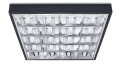 Set: 1x Corp de iluminat raster negru montat la suprafață 4x60cm + 4x Tub LED 9W - Alb cald (3000K)