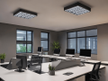 Set: 1x Corp de iluminat raster negru montat la suprafață 4x60cm + 4x Tub LED 9W - Alb cald (3000K)