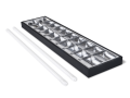 Set: 1x Corp de iluminat raster negru montat la suprafață 2x120cm + 2x Tub LED 18W - Alb cald (3000K)
