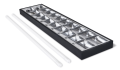Set: 1x Corp de iluminat raster negru montat la suprafață 2x120cm + 2x Tub LED 18W - Alb cald (3000K)