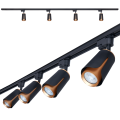 Set de Spoturi pentru Șină Steka XD-IK252B Lampă Negru-Auriu LED GU10 x4 + Șină 2m - Negru