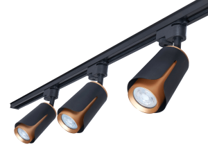 Set de Spoturi pentru Șină Steka XD-IK252B Lampă Negru-Auriu LED GU10 x3 + Șină 1,5m - Negru 