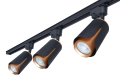 Set de Spoturi pentru Șină Steka XD-IK252B Lampă Negru-Auriu LED GU10 x3 + Șină 1,5m - Negru 