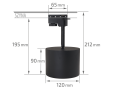 Set Steka Toni lampă pe șină LED AR111 GU10 x3 + șină de 1,5 m - Negru