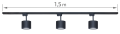 Set Steka Toni lampă pe șină LED AR111 GU10 x3 + șină de 1,5 m - Negru